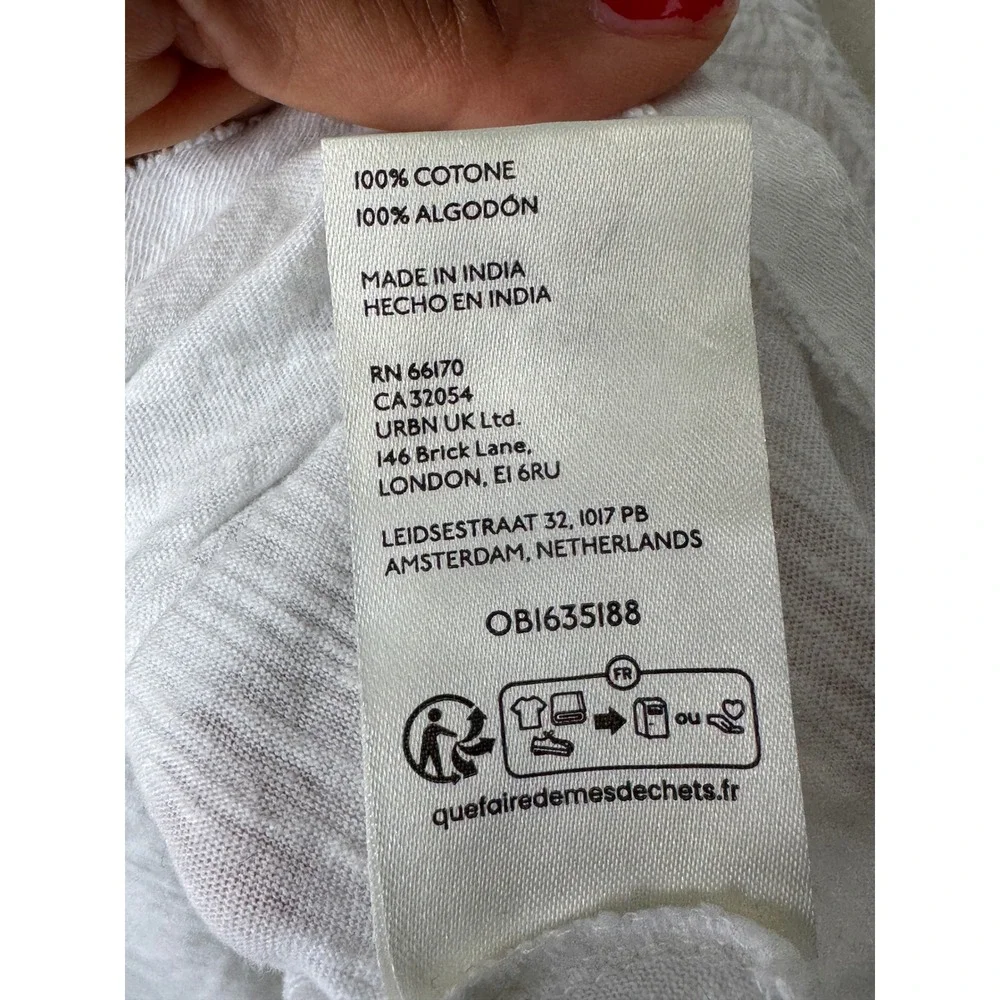 Free People White Smocked Open Back Peplum Top OB1635188 Mediu Short Puff Sleeve
